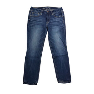 American Eagle Jeans Women's 6 Regular Slouchy Mid Rise Stretch Dark Wash Denim